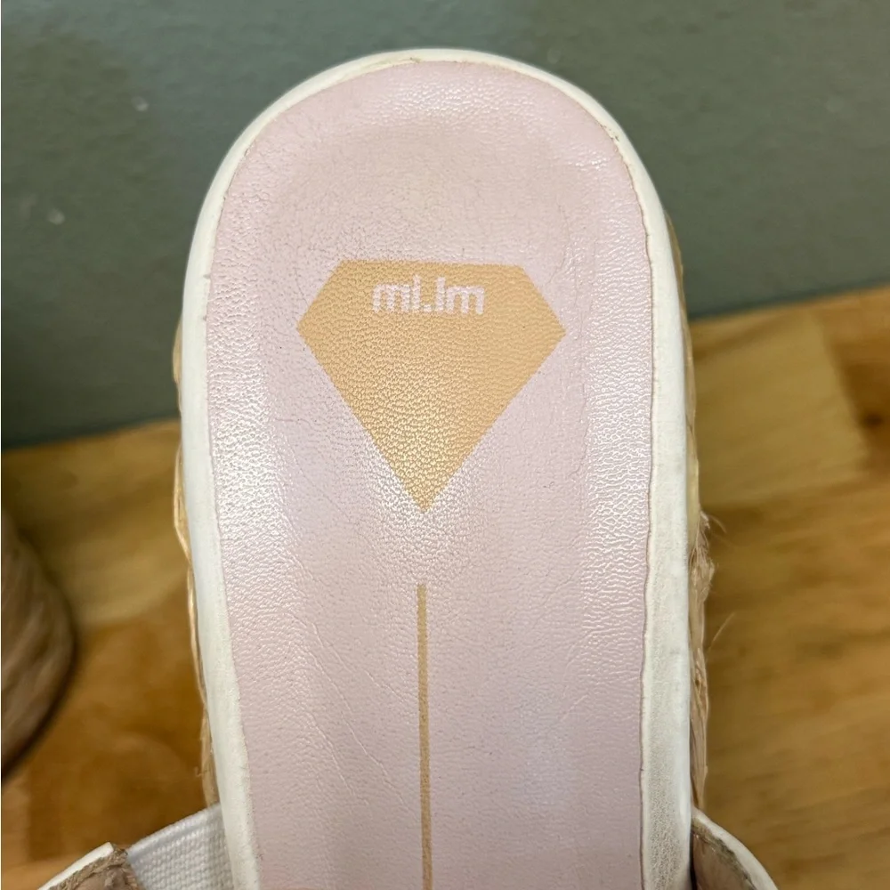 Mi.iM White Woven Platform Wedge Slides